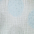 Close-up of textured fabric with blue cross hatch patterns