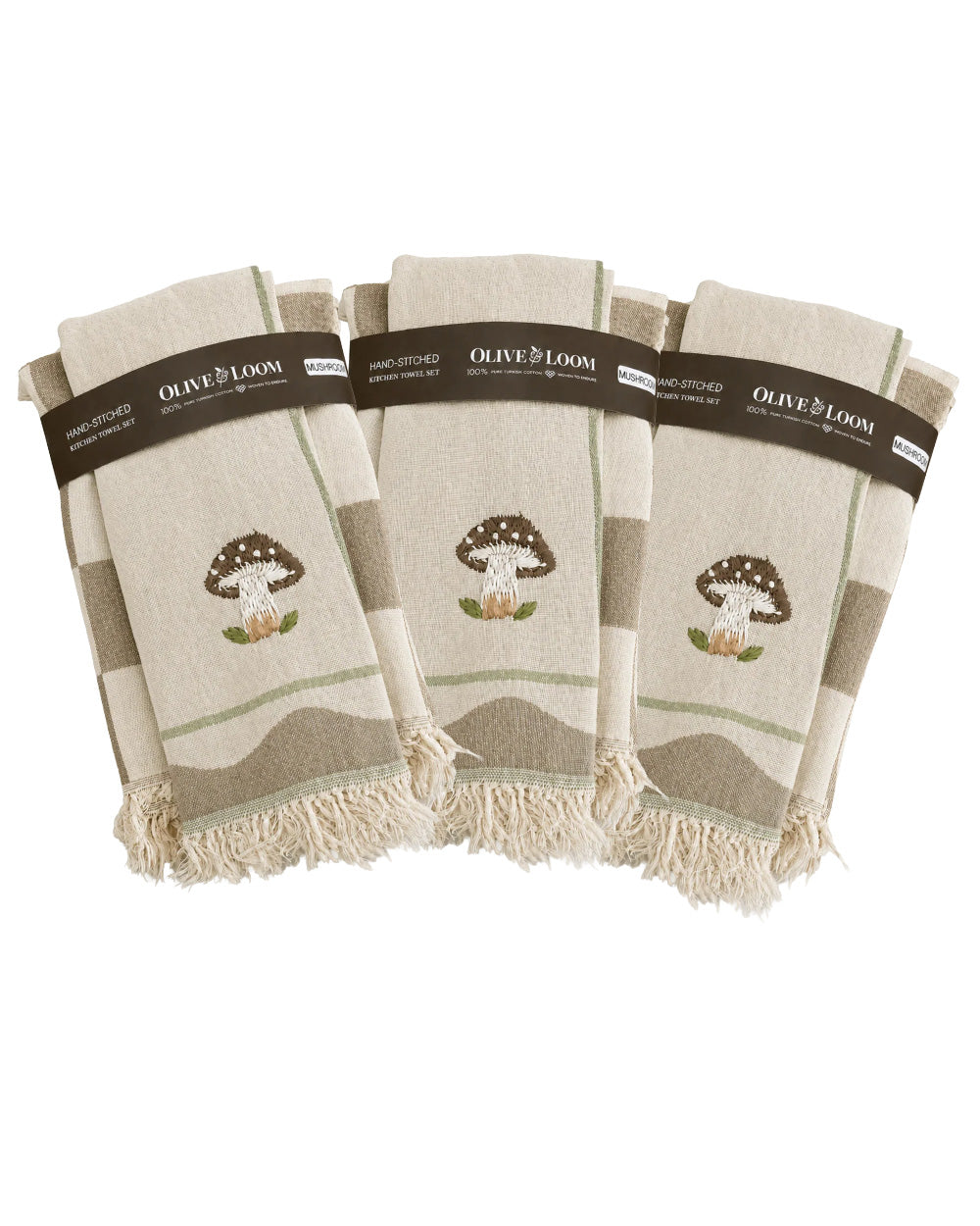 3 Pack Hand-Stitched Tea Towel Sets
