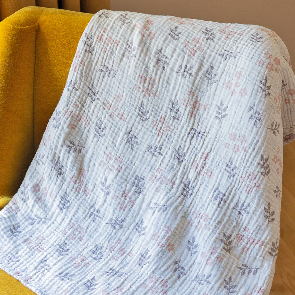 Floral Muslin Throw Blanket