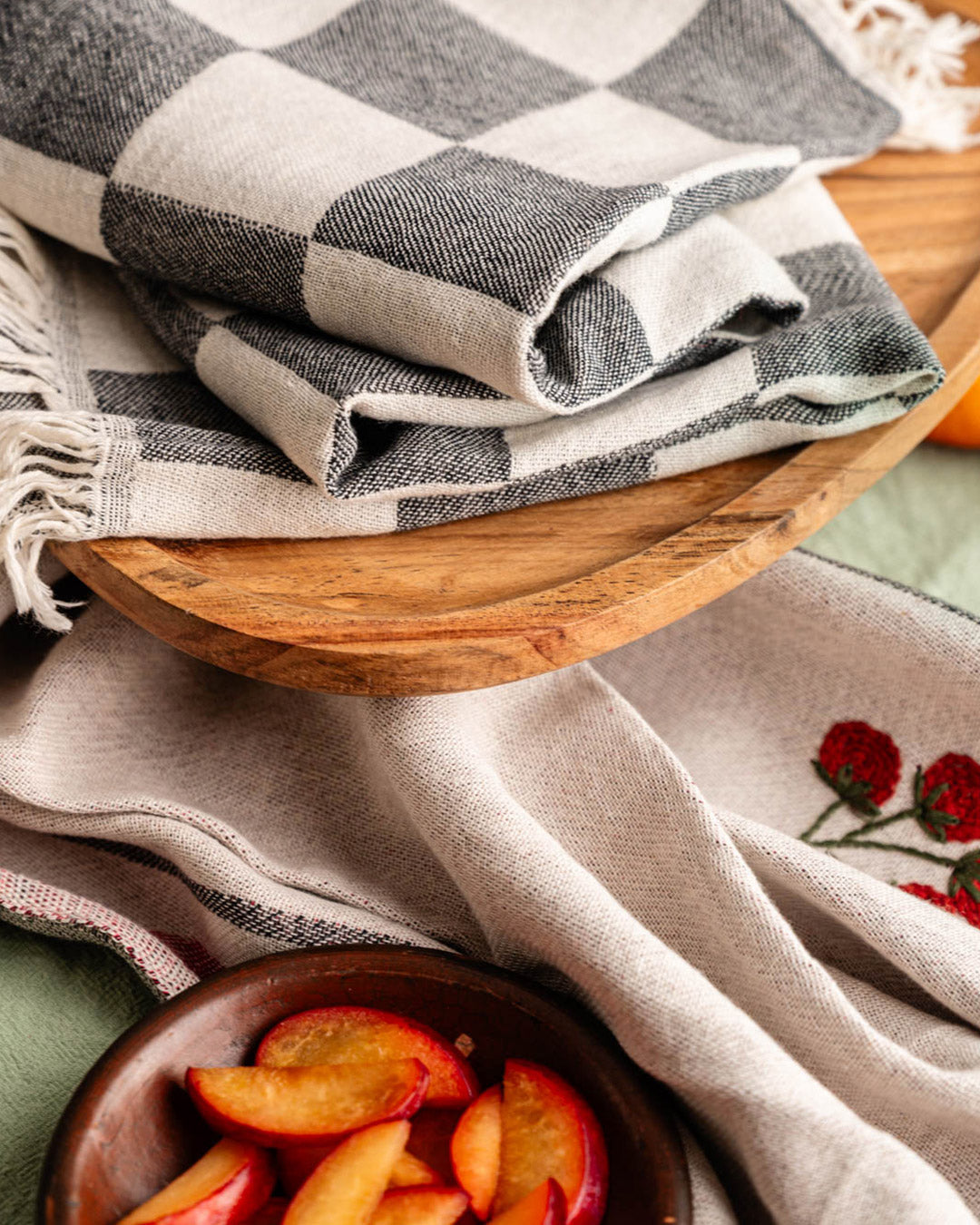 Tomato Hand-Stitched Towel Set