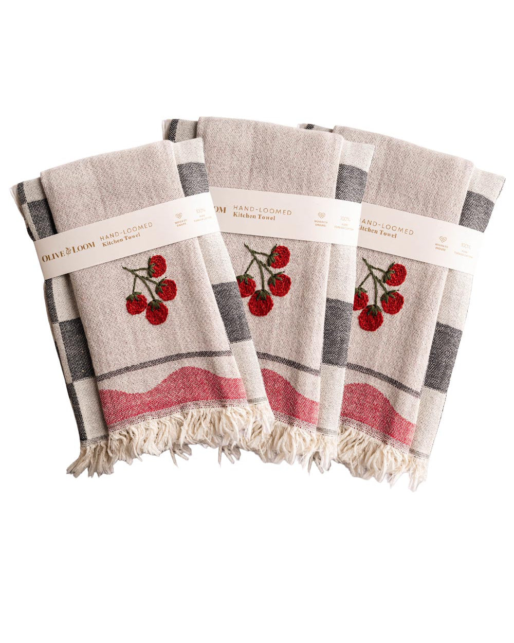 3 Pack Hand-Stitched Kitchen Towel Sets