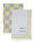 Checkered towel with fish design on a white background
