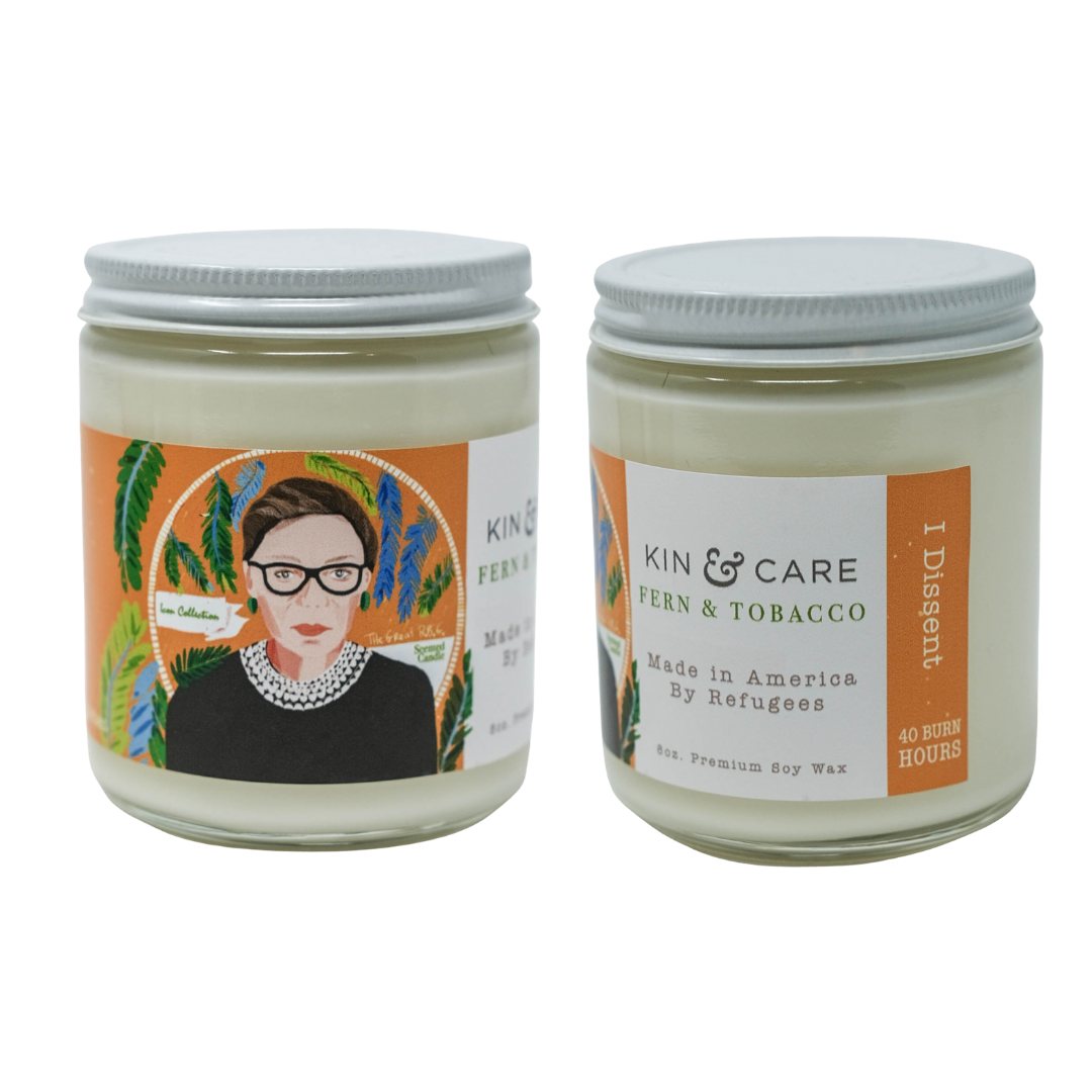 candle fresh sweet floral musky icon soy wax RBG ruth bader ginsburg 