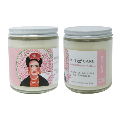 candle fresh sweet floral musky icon soy wax frida kahlo