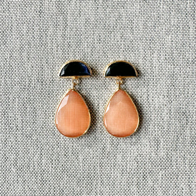 Cats Eye Two-Tone Dangling Earrings