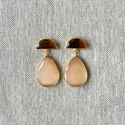 Cats Eye Two-Tone Dangling Earrings
