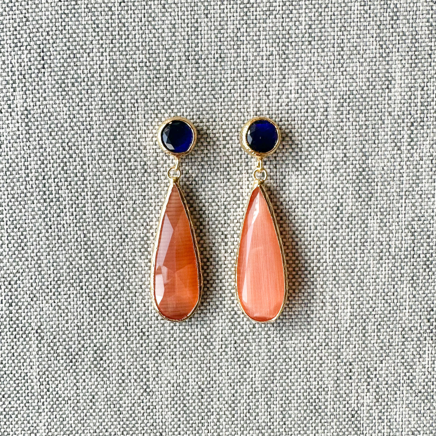 Cats Eye Two-Tone Dangling Earrings