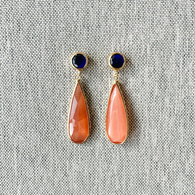 Cats Eye Two-Tone Dangling Earrings