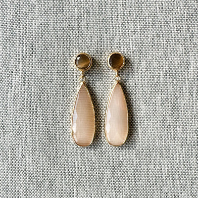 Cats Eye Two-Tone Dangling Earrings