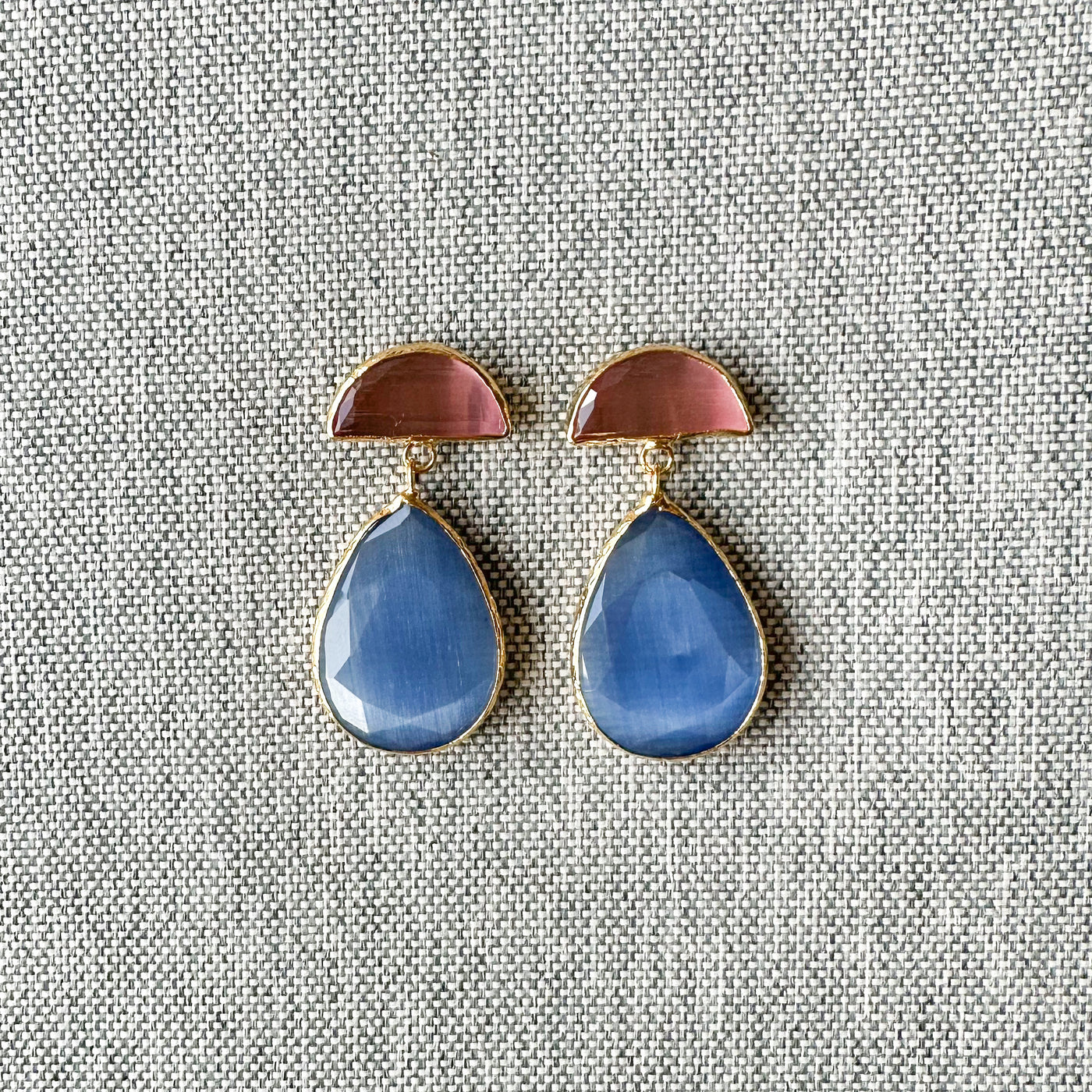 Cats Eye Two-Tone Dangling Earrings