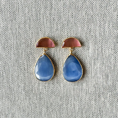Cats Eye Two-Tone Dangling Earrings