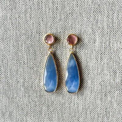 Cats Eye Two-Tone Dangling Earrings