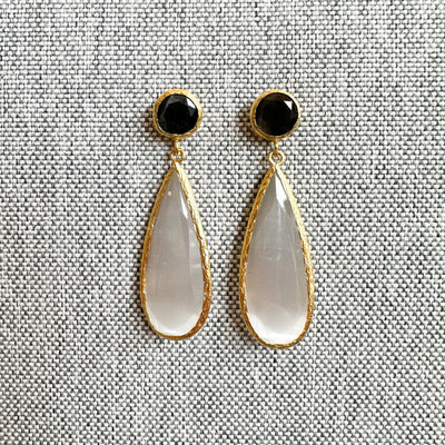 Cats Eye Two-Tone Dangling Earrings