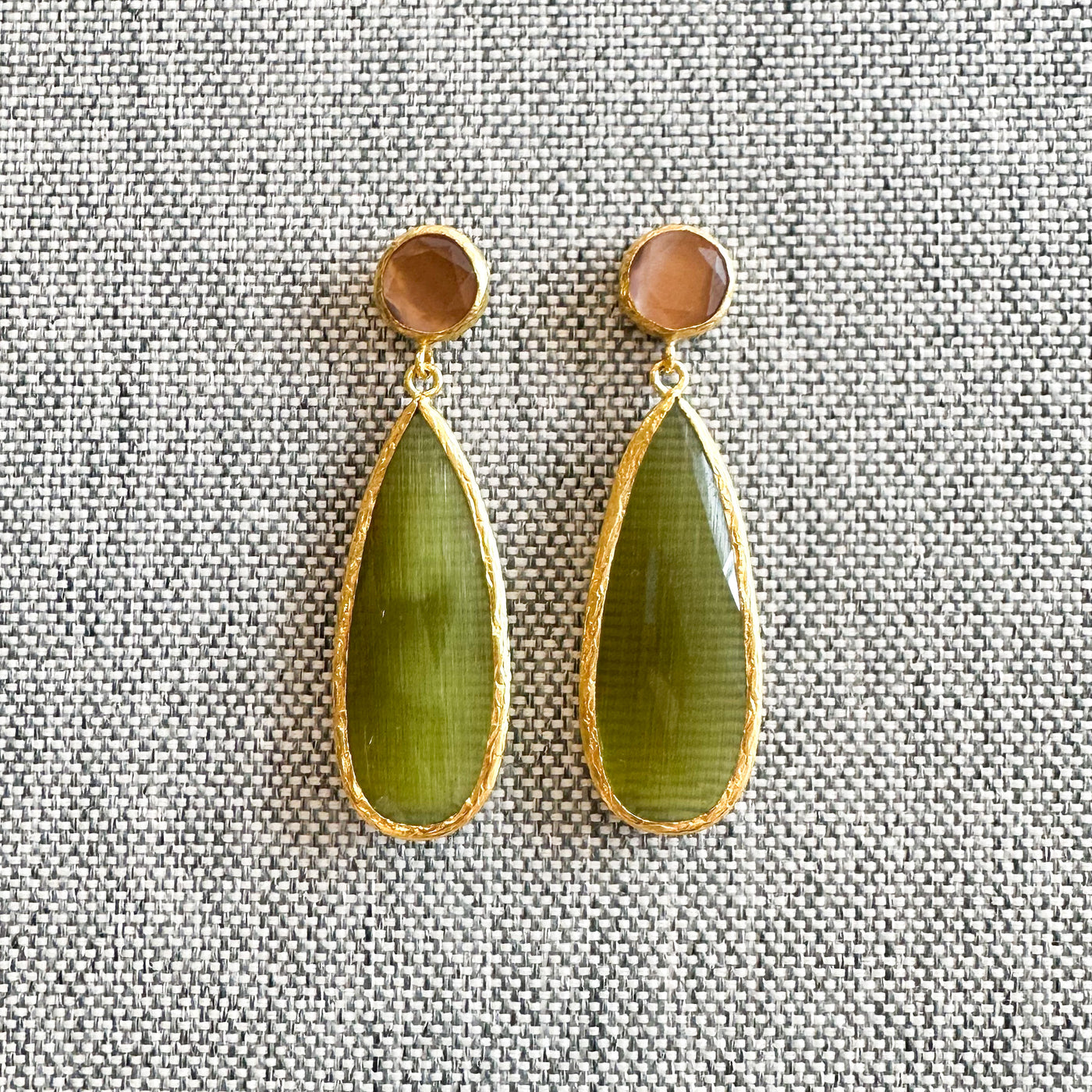 Cats Eye Two-Tone Dangling Earrings