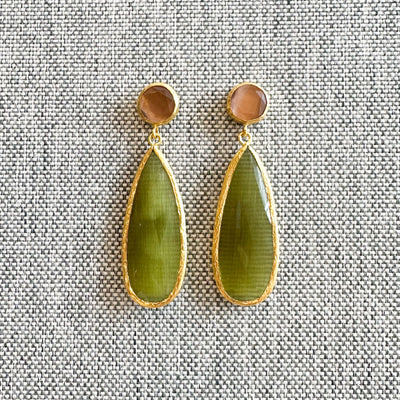 Cats Eye Two-Tone Dangling Earrings