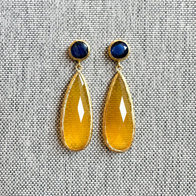Cats Eye Two-Tone Dangling Earrings