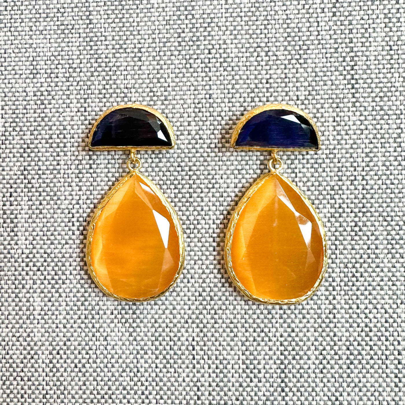 Cats Eye Two-Tone Dangling Earrings
