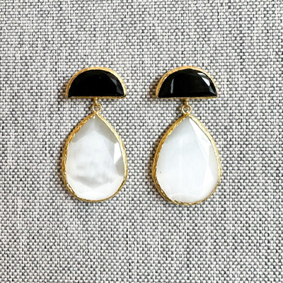 Cats Eye Two-Tone Dangling Earrings